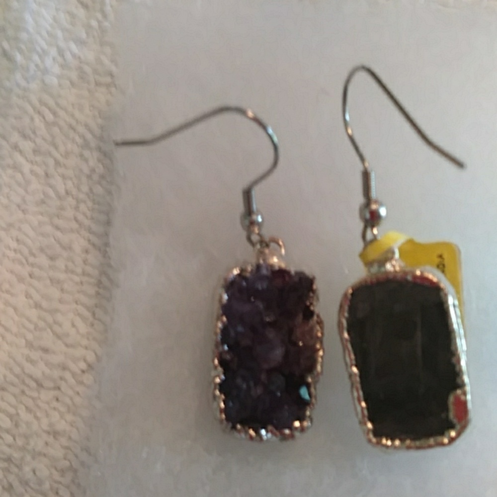 Artisan Crafted ameythest drusy earrings